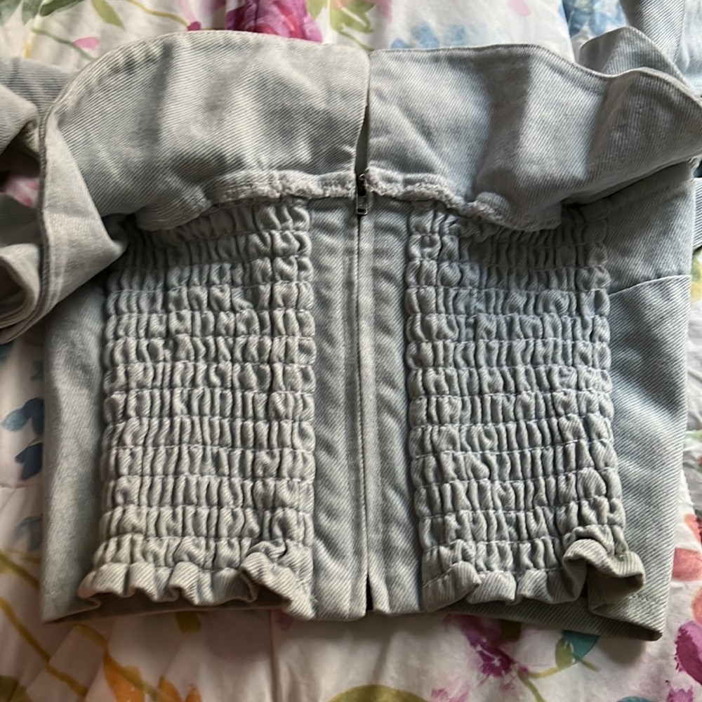 APIECE APART FLORIAN DENIM RUFFLE OFF-SHOULDER SMOCK TOP 2 - Picture 10 of 11